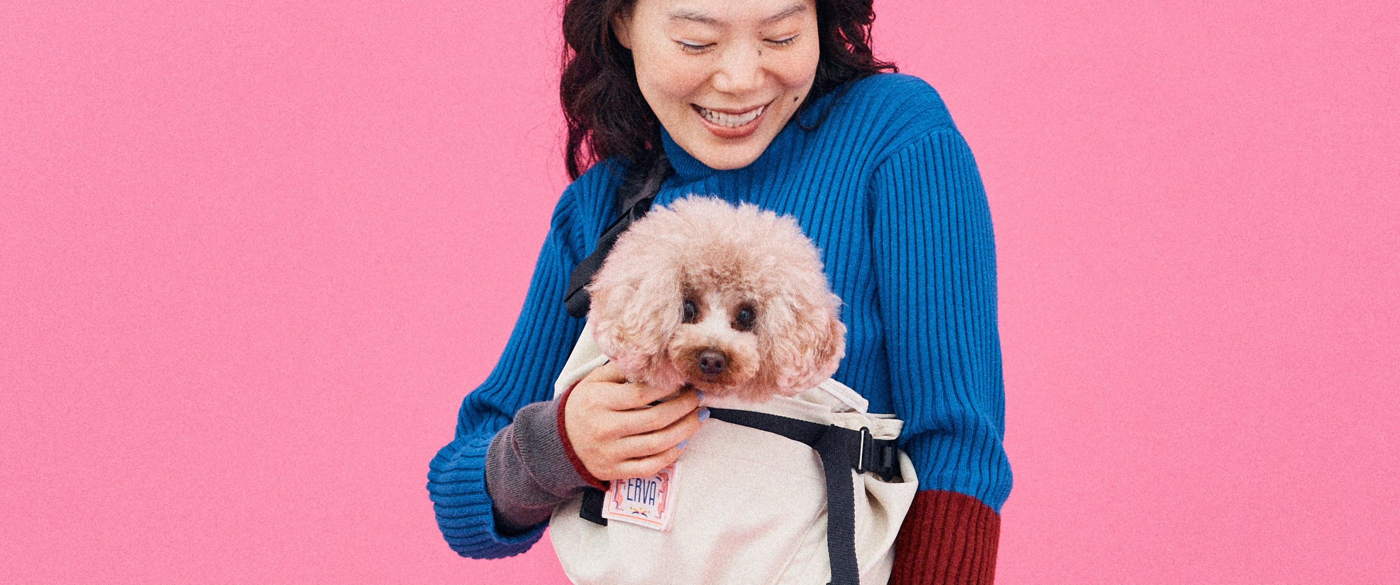 エルバの犬用抱っこ紐なら、トイプードルなど小型犬〜中型犬までご利用いただけます