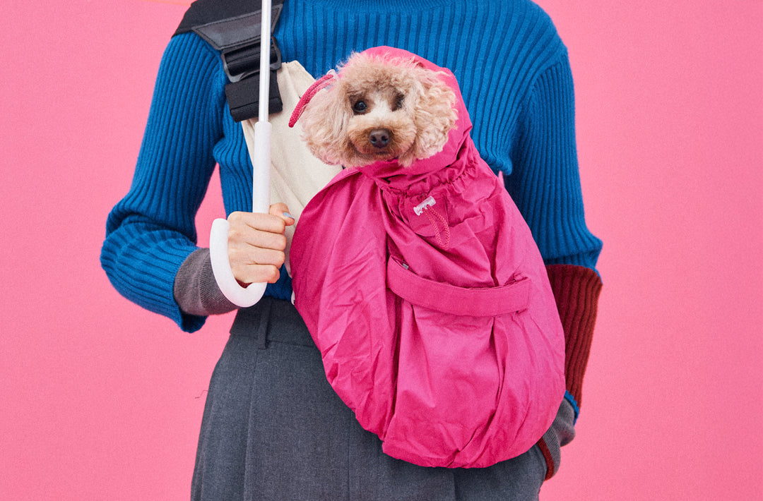 レインカバーでドッグスリングをすっぽり被せることができます。