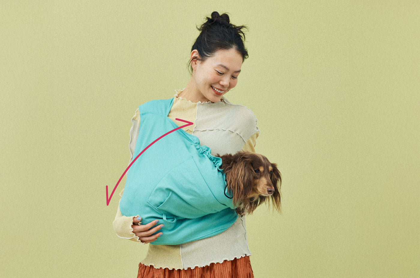 ドッグスリングの深さが胴長犬種の胴の長さになります。